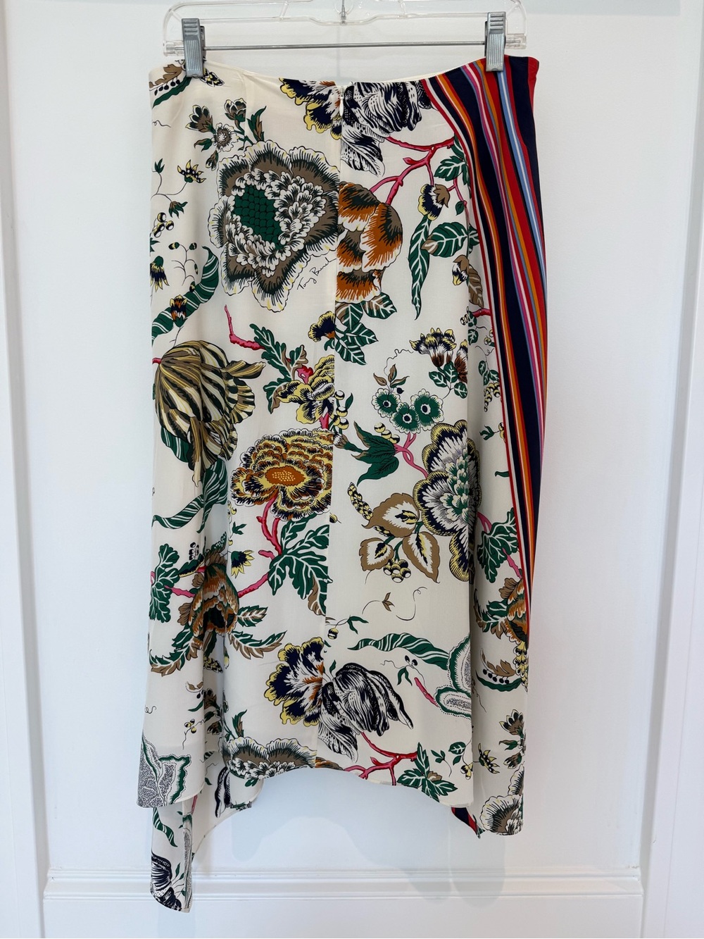 Tory Burch Floral Print Midi Skirt in Cream with Green & Orange Accents - Picture 2 of 6